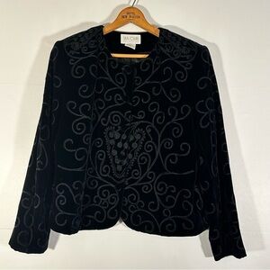 Silk Club Black Velvet Embroidered Blazer
